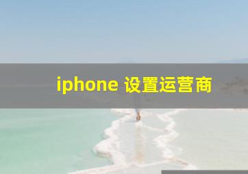 iphone 设置运营商